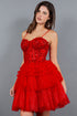 Sweetheart Corset Top Detailed Multi Layered Skirt Cocktail Dress for Women 4/XS-16/3X